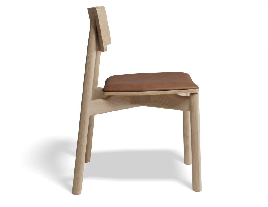 Andi Chair with Leather Seat Pad - Natural