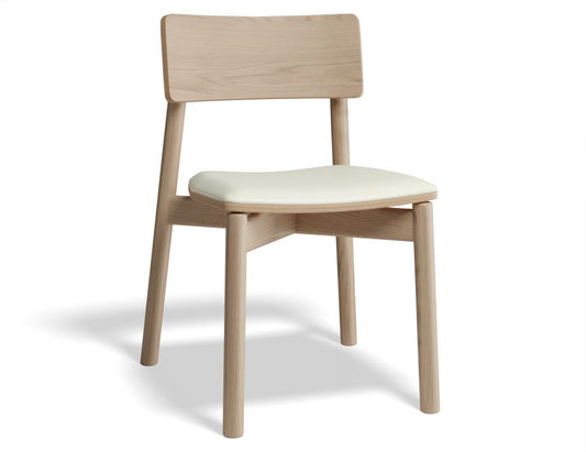 Andi Chair - Natural with Pad - White Vegan Leather Seat Pad