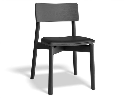 Andi Chair - Black Ash with Pad - Vintage Black Vegan Leather Seat Pad