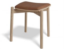 Andi Low Stool with Fabric Seat Pad - Natural Ash