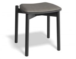 Andi Low Stool with Fabric Seat Pad - Black Ash