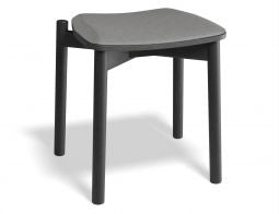 Andi Low Stool with Fabric Seat Pad - Black Ash