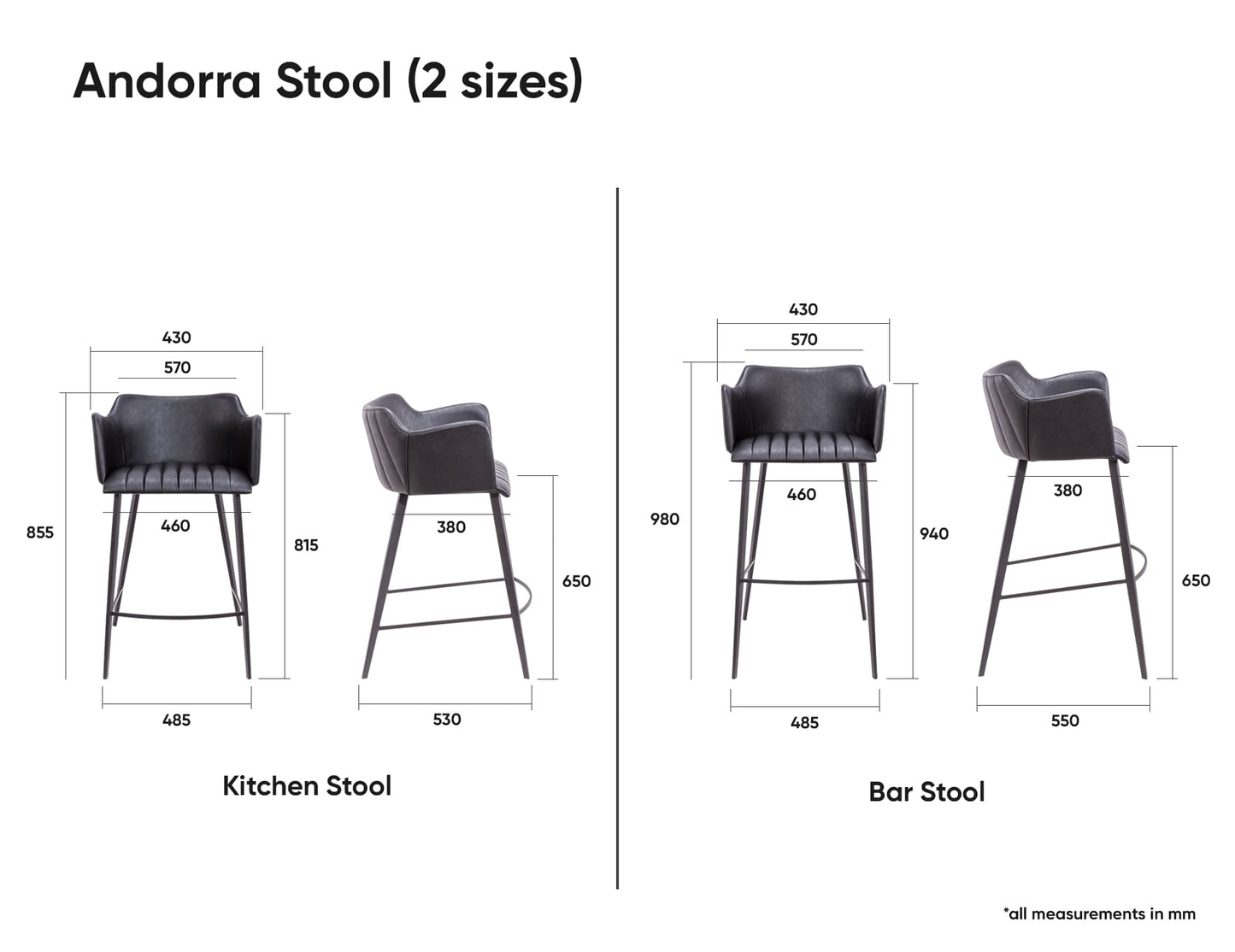 Andorra Bar Stool - Vintage Tan Vegan Leather