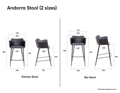 Andorra Bar Stool - Vintage Tan Vegan Leather