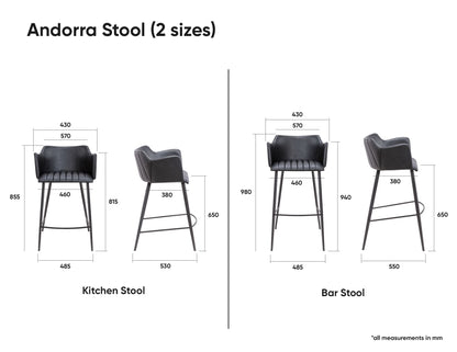 Andorra Bar Stool - Vintage Grey Seat