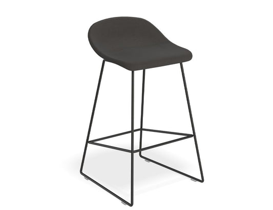 Pop Stool - Black Frame and Fabric Anthracite Seat - 65cm Kitchen Bench Seat Height