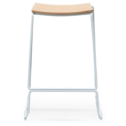 Ex Display - Apollo Bar Stool With Natural Timber Seat - White Frame