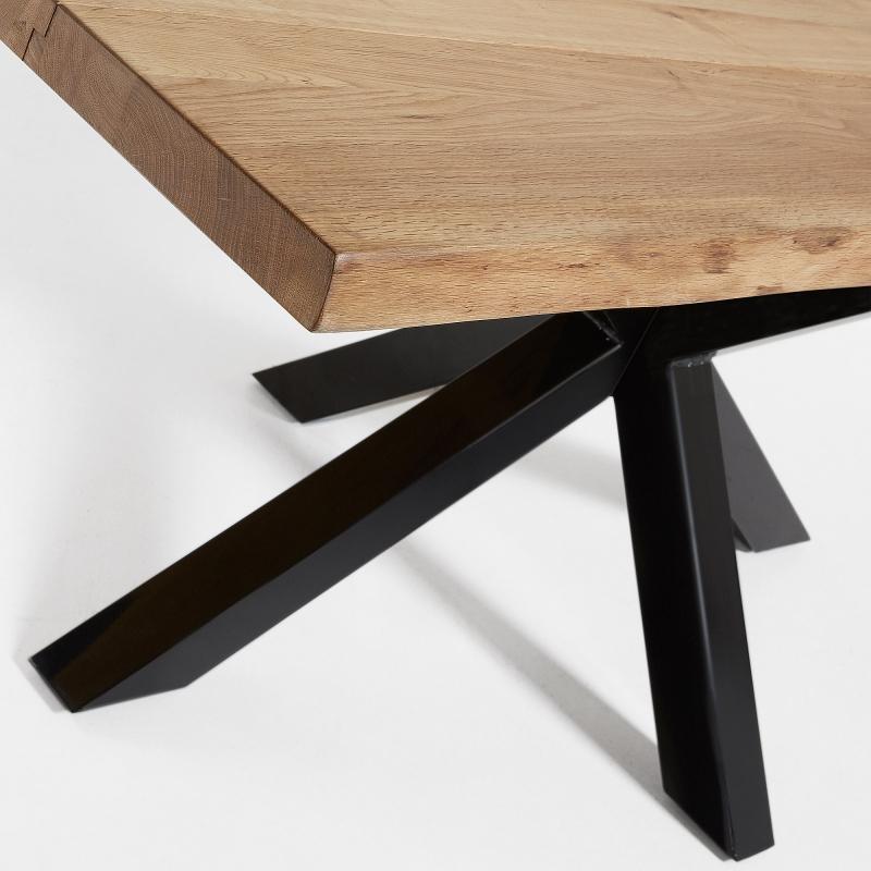 Arya 2.2m Natural Oak Dining Table - Black