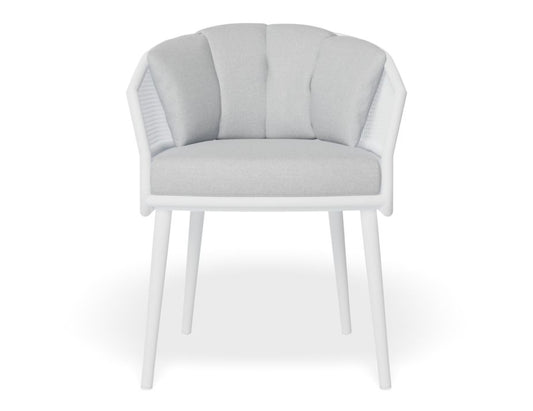 Avila Dining Chair with Light Grey Cushion - White