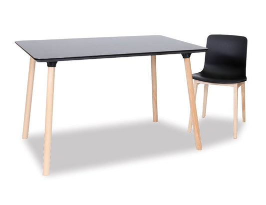 Massa Table - 120x80cm - Natural Legs - Black Top