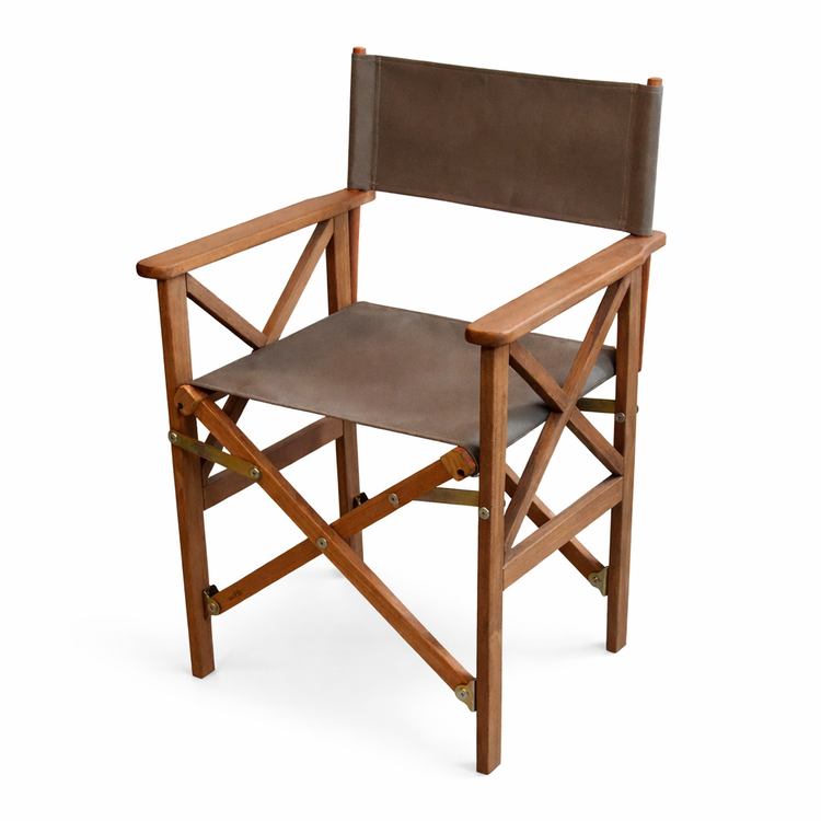Director Chair Hardwood Synthetic Sunbrella Marine  Taupe