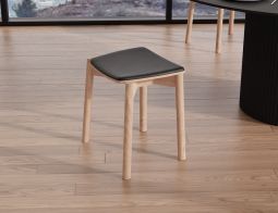 Andi Low Stool with Fabric Seat Pad - Natural Ash