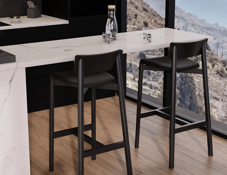 Andi Stool - Black with Pad - Upholstered Seat