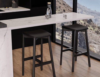 Andi Stool - Black - Backless with Pad - Upholstered Seat