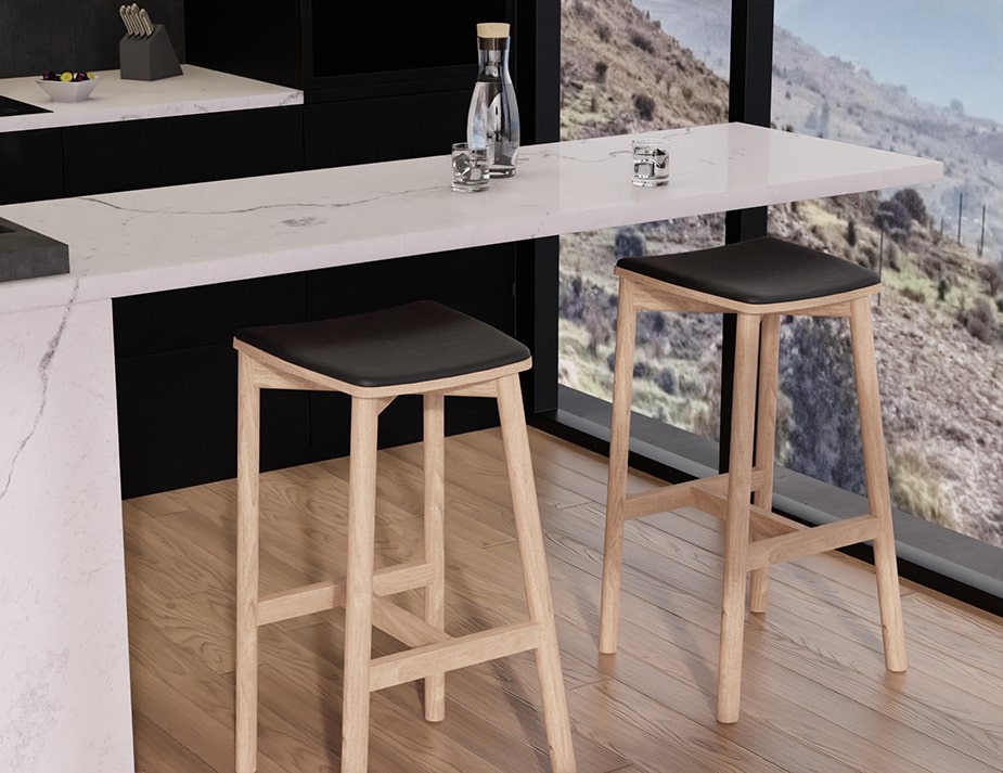 Andi Stool - Natural Finish - Backless with Pad