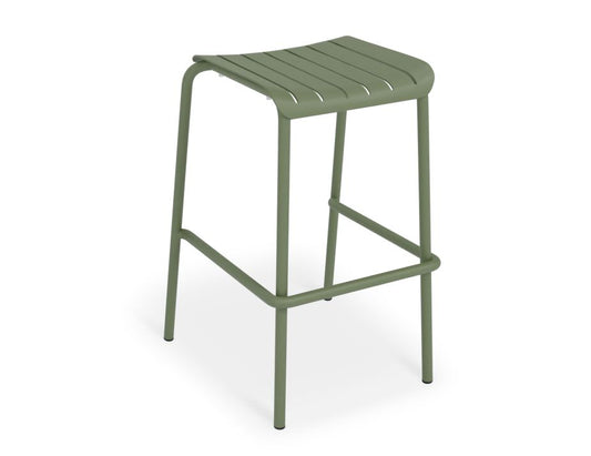 Roku Outdoor Backless Bar Stool in Matt Eucalyptus Green