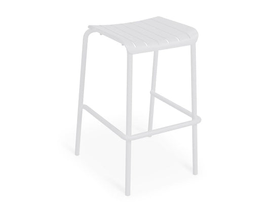 Roku Outdoor Backless Bar Stool in Matt White