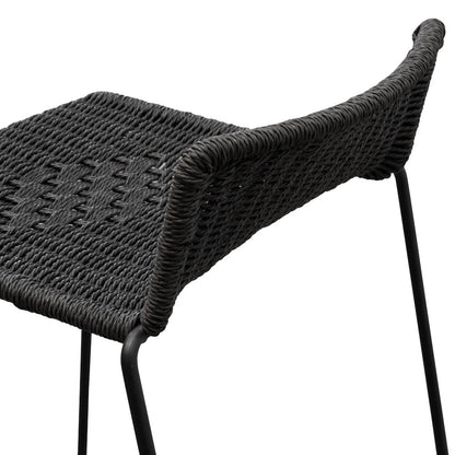 Bailey 65cm Rattan Cord Seat Bar Stool - Black