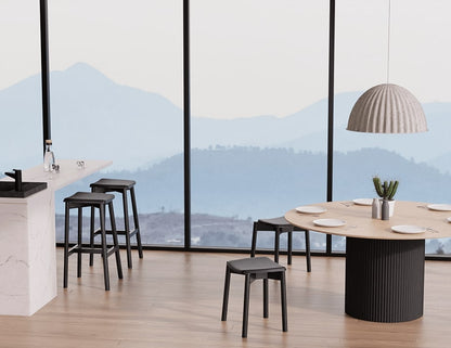 Andi Stool - Black - Backless with Pad - Upholstered Seat