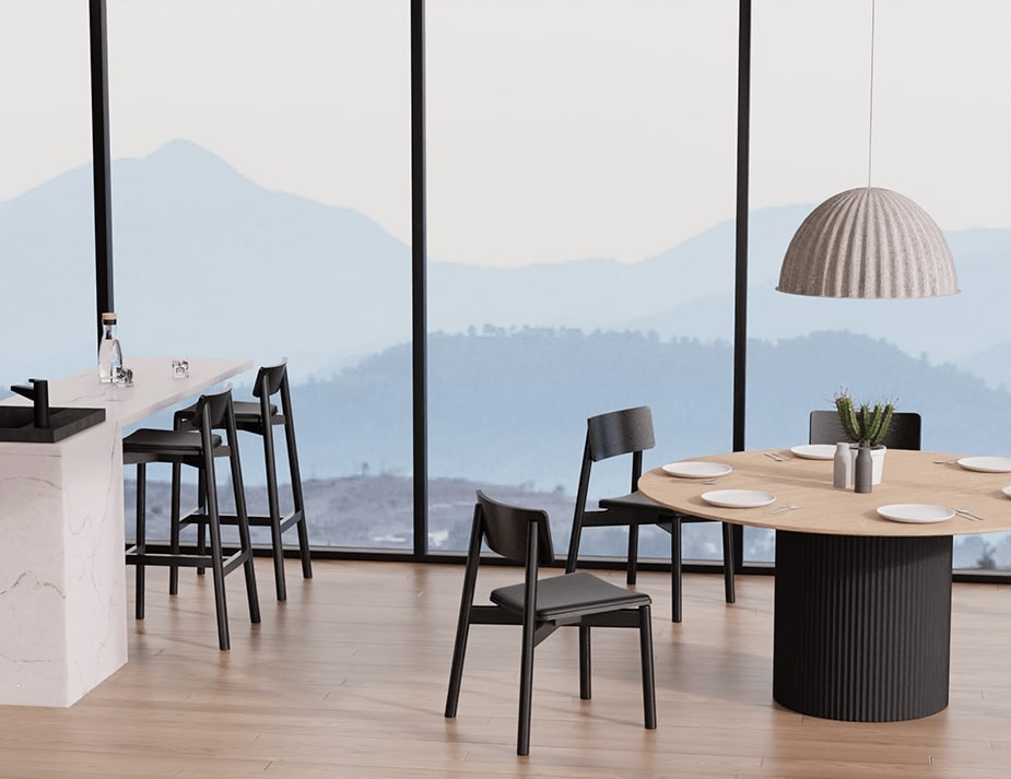 Andi Stool - Black with Pad - Upholstered Seat