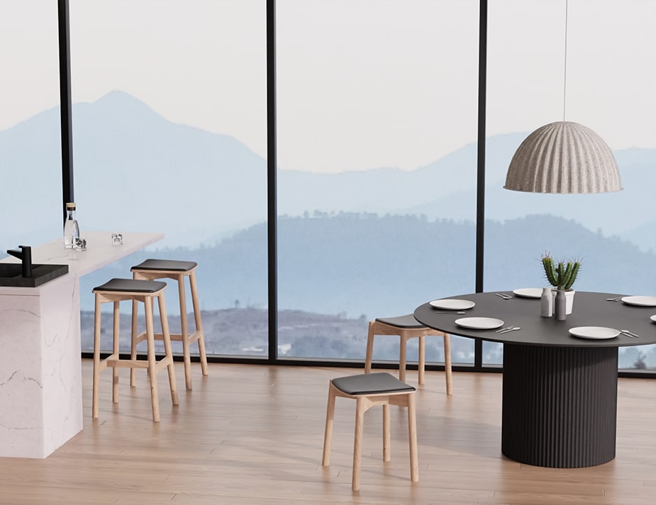 Andi Stool - Natural Finish - Backless with Pad