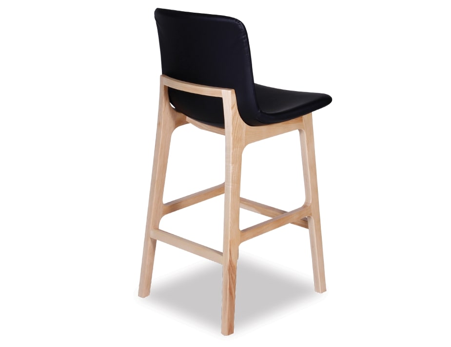 Ara Stool - Natural  - Black Faux Leather & Natural Ash