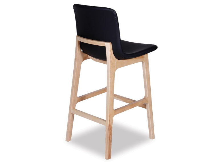 Ara Stool - Natural  - Black Faux Leather & Natural Ash