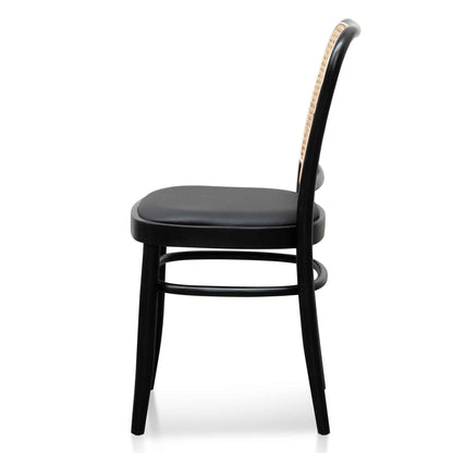 Ex Display - Bonilla Black Cushion Dining Chair - Natural Rattan