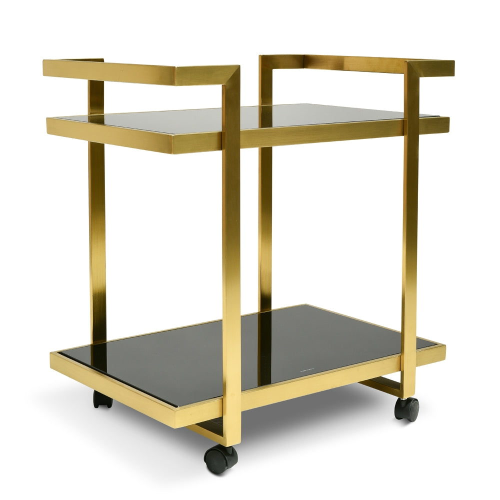 Bar Cart - Tempered Glass - Gold  Base
