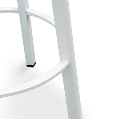 65cm Bar Stool - Natural Timber Seat - White Frame(Set of 2)