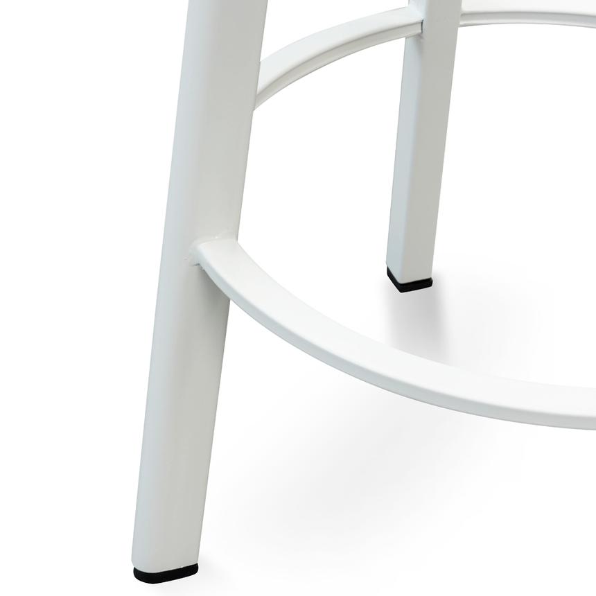 65cm Bar Stool - Natural Timber Seat - White Frame(Set of 2)