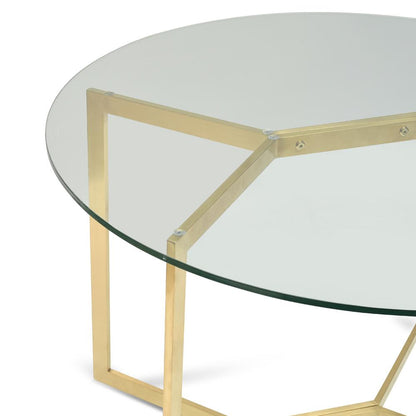 2m Round Glass Dining Table - Gold Base