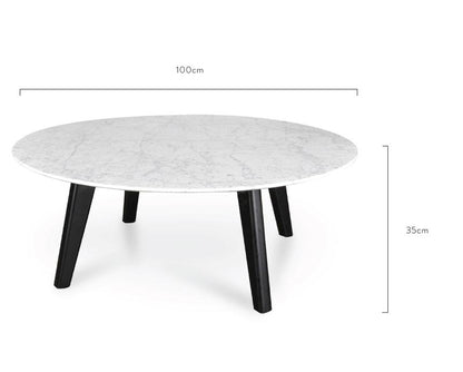 100cm Marble Coffee Table with Black Legs