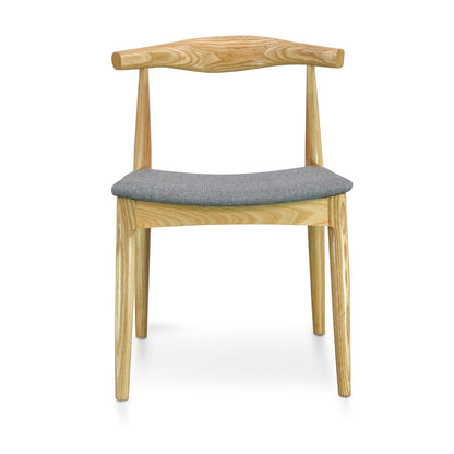 Set of 2 - Henrik Fabric Dining Chair - Natural with Light Grey Seat