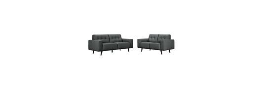 Carson 3+2 Seater Leather Sofa Set - Charcoal