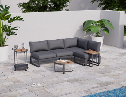 Fino 3-Seater With Backrest And Ottoman Outdoor Modular Sofa