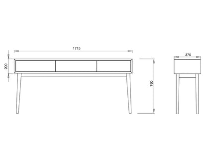 Copenhagen Console Table - 3 Draws - Oak - Extra Long