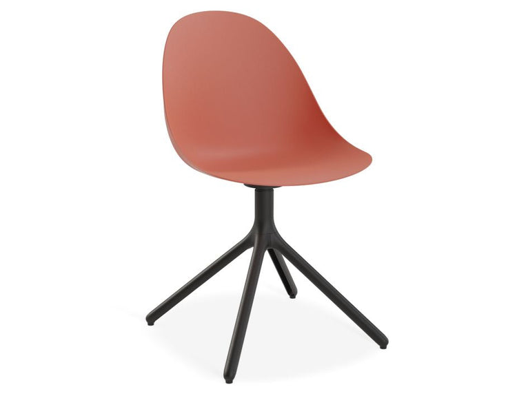 Pebble Chair Coral with Shell Seat - Swivel Base - Black