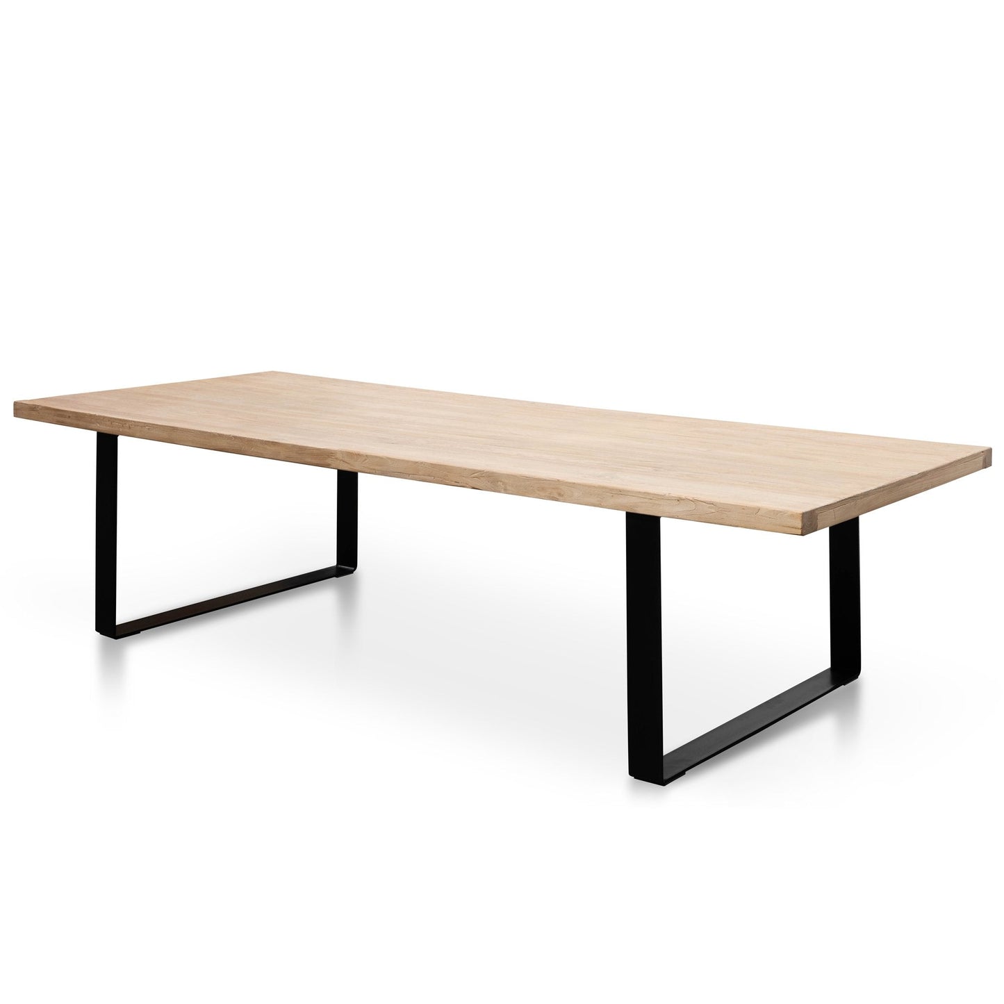 Dalton Reclaimed Elm Wood Dining Table 3m - Rustic Natural - Thick Top