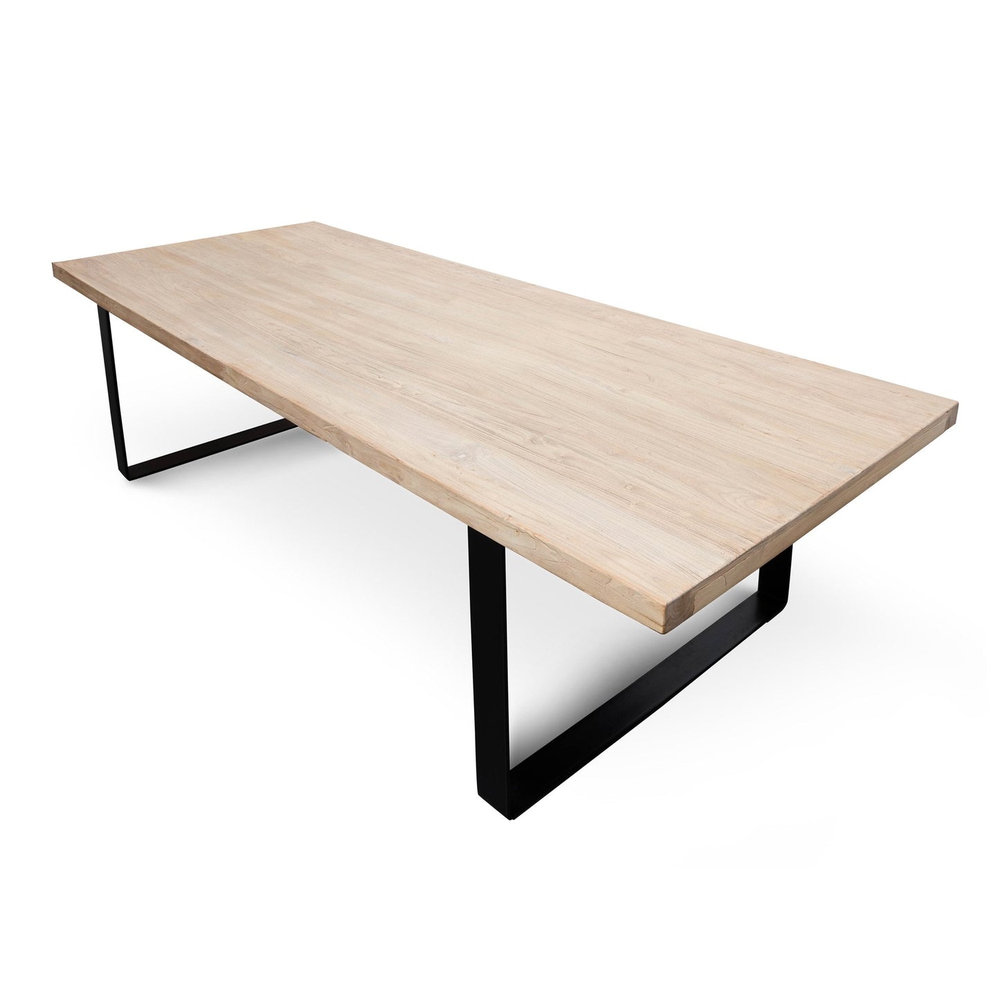 Dalton Reclaimed Elm Wood Dining Table 3m - Rustic Natural - Thick Top