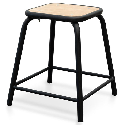 Ex Display - Dawson Low Stool With Natural Timber Seat - Black Frame