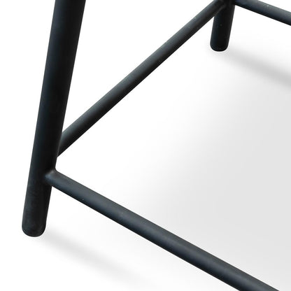Ex Display - Dawson Low Stool With Natural Timber Seat - Black Frame
