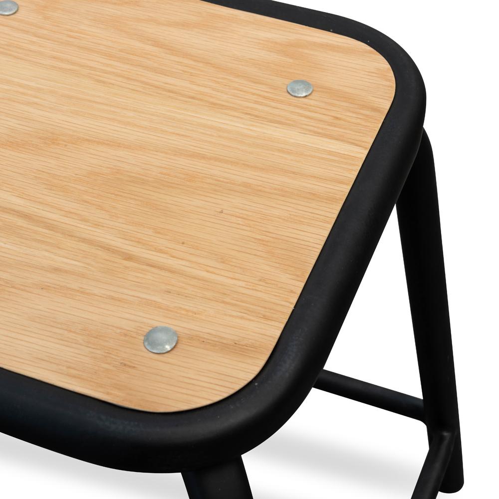 Ex Display - Dawson Low Stool With Natural Timber Seat - Black Frame