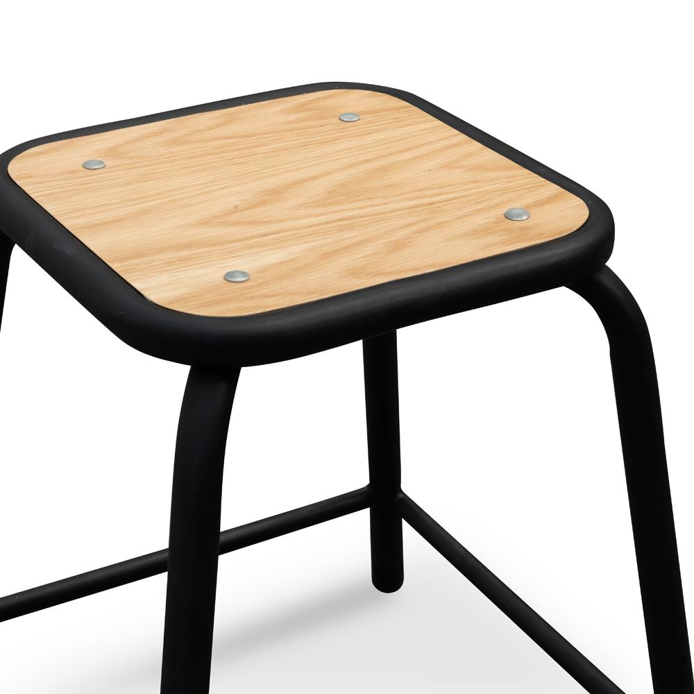 Ex Display - Dawson Low Stool With Natural Timber Seat - Black Frame