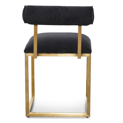 Occasional Chair In Black Velvet - Brushed Gold Base