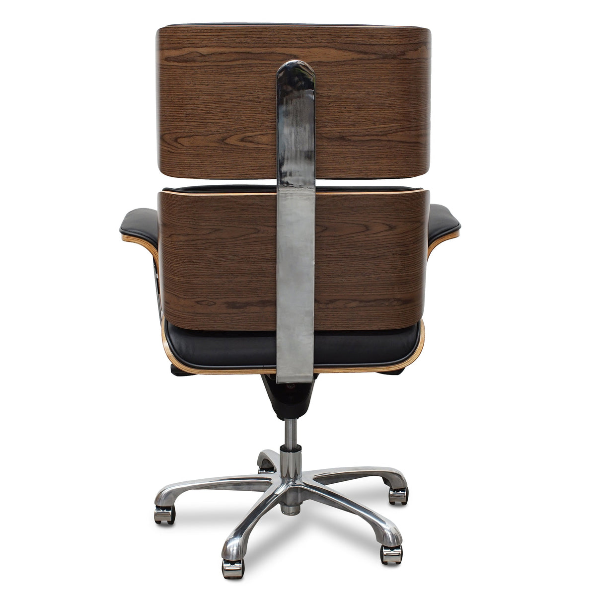 Executive High Back Office Chair – Black Leather and Walnut – view 4