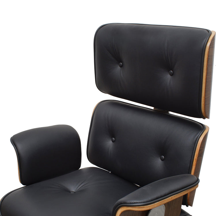 Executive High Back Office Chair – Black Leather and Walnut – view 5