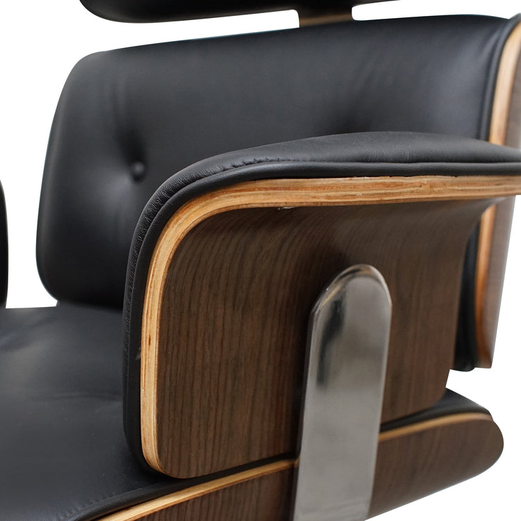 Executive High Back Office Chair – Black Leather and Walnut – view 6