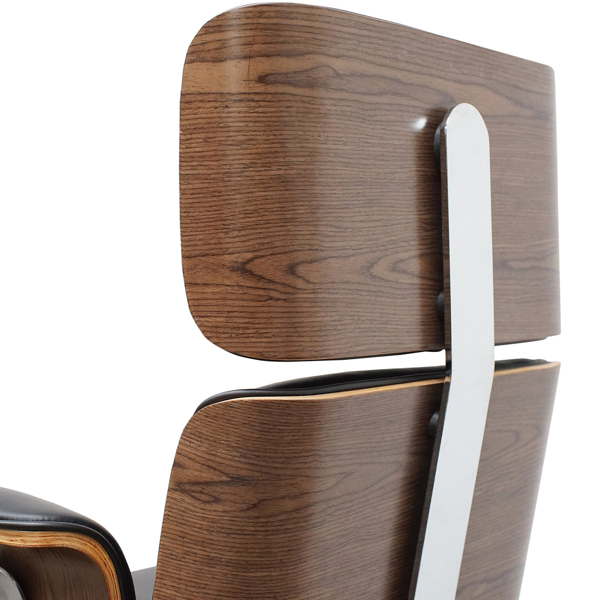 Executive High Back Office Chair – Black Leather and Walnut – view 7