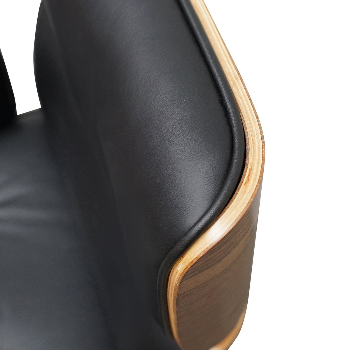 Executive High Back Office Chair – Black Leather and Walnut – view 8